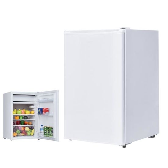 HOMCOM Réfrigérateur congélateur 88 L, Mini frigo 25L+63L, silencieux, 2 portes réversibles, éclairage, étagères amovibles, thermostats réglables, pelle et bac à glace, gris