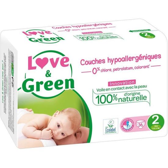 LOVE AND GREEN Couches ecolabellisées Taille 2 - 36 couches