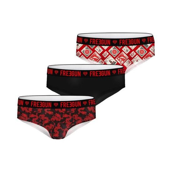 FREEGUN Culotte fille sous vetement fille ultra doux stretch et confortable Lot de 3 noir rouge blanc Rouge Cdiscount Pret a Porter
