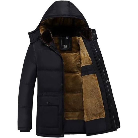 Parka Manteau Homme a Capuche Hiver Veste Marque Lux Chaud epaissir Hiver NOIR Noir Cdiscount Pret a Porter