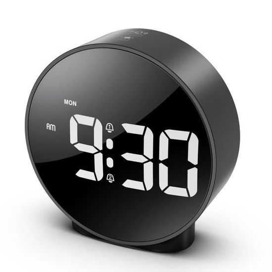 Réveil Numérique ORIA - Alarme LED avec Fonction Snooze et Luminosité  Réglable - Noir - Cdiscount TV Son Photo