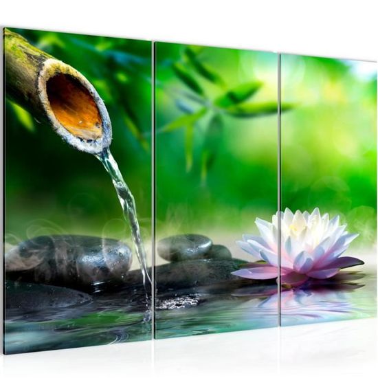 Tableau Décoratif Fleur De Lotus Moderne - Runa Art - Gris/vert - Fabriqué En Allemagne - 30x40cm