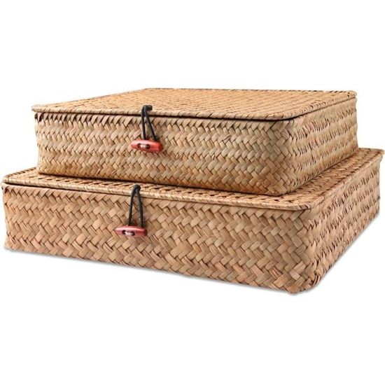 Lot 2 Paniers Tressés Jonc De Mer Kallax 30.5x30.5x25.5cm - Rangement Pliable