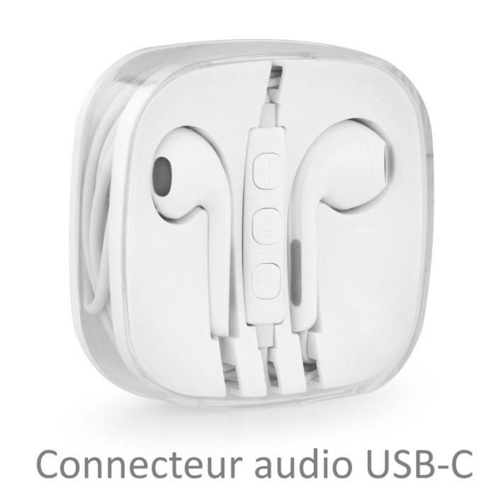 Pour Huawei P20 Pro : Casque Ergonomique Blanc USB-C