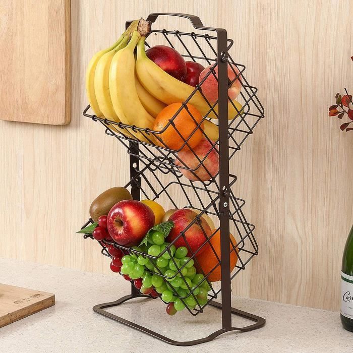 MING Panier de Rangement en Métal, Corbeille à Fruits ,Panier à Légumes Noir