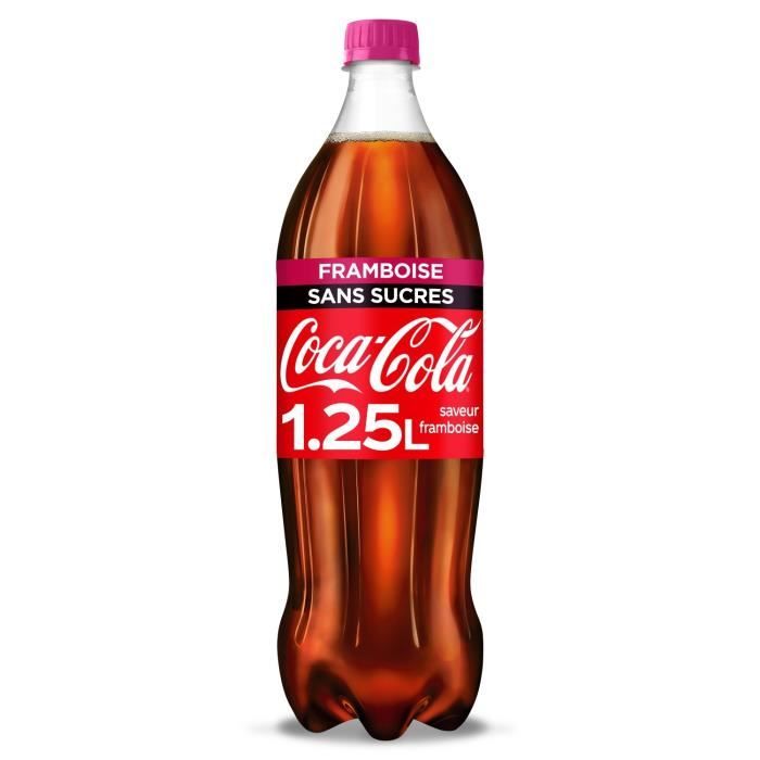LOT DE 6 - COCA - COLA Soda zero sucres framboise - Boisson aux extraits végétaux - 1,25 L