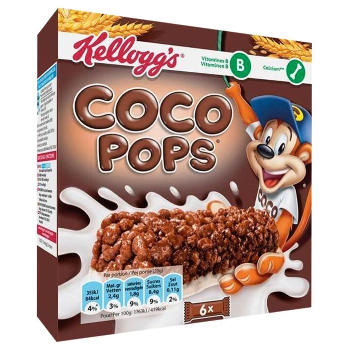 Kellogg's Coco pops - Coco Pops Barre Riz Soufflé au Chocolat au Lait 120g (lot de 3)