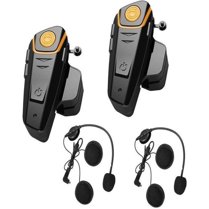 Intercom - 2PCS Kit Communication 1000m 5 Riders FM Casque de moto Bluetooth Interphones