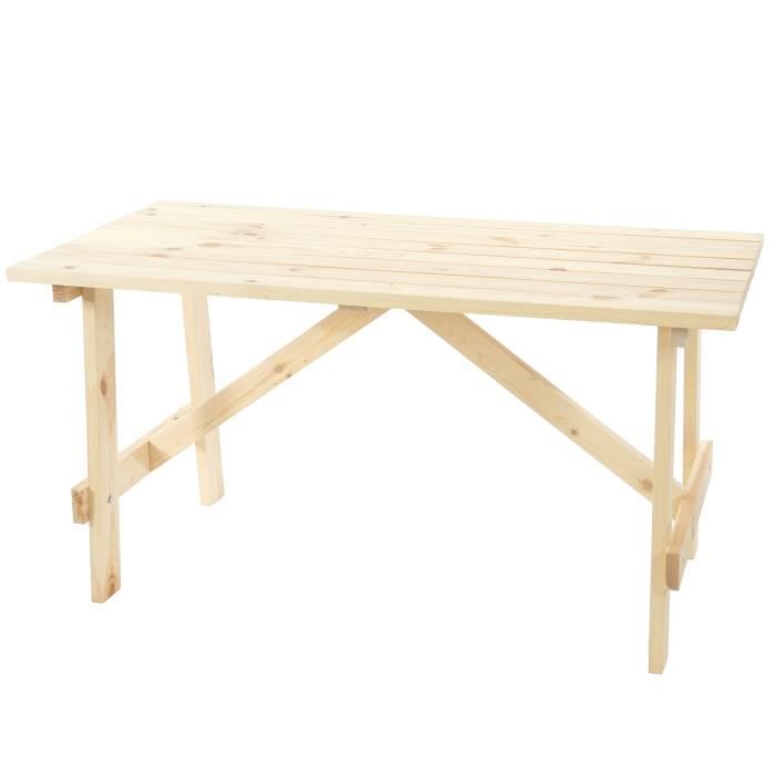 Table de jardin Oslo, table en bois, qualité de brasserie, 148x70 cm bois massif ~ nature