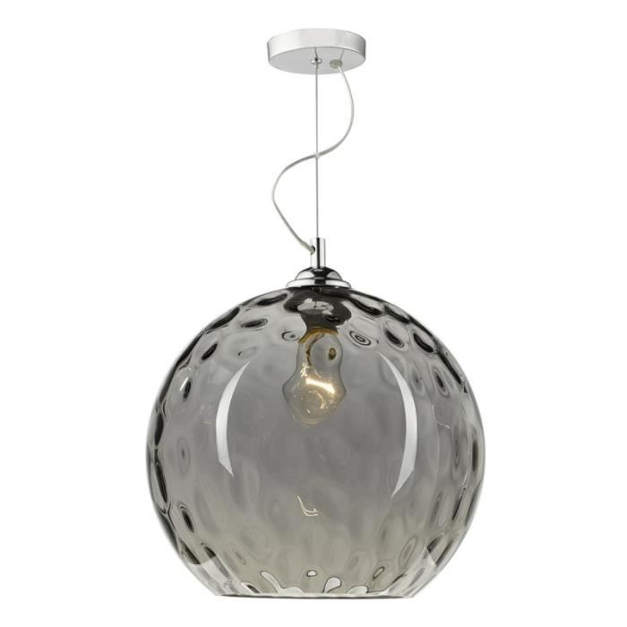 Suspension Aulax verre fumé et chrome poli 1 ampoule Diamètre : 30Cm
