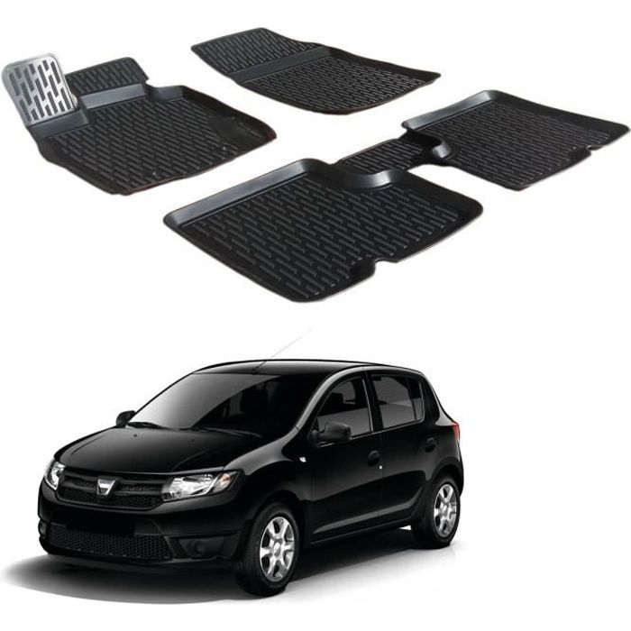 - 3D TAPIS DE SOL EN CAOUTCHOUC PREMIUM COMPATIBLE AVEC DACIA SANDERO 2012-2020 4 pièces SCOUTT