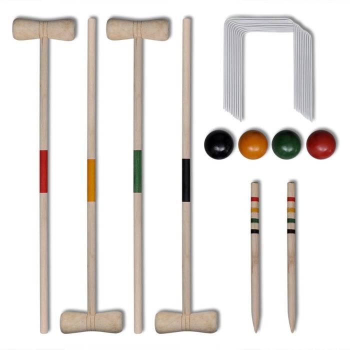 Ensemble de croquet en bois pour 4 joueurs HB055
