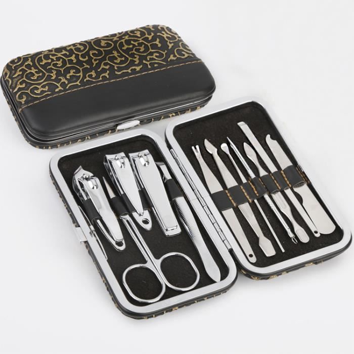 12PCS Trousse Manucure Pédicure Ongle Cutter Coupe Soins Kits Set Nail