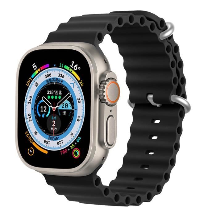 Bracelet pour Apple Watch 45mm / 44mm / 42mm Silicone Ajustable Dux Ducis noir
