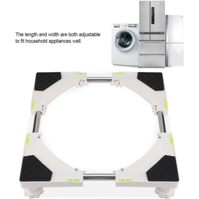 QI123648 Support de base de machine à laver réglable robuste Support de support de réfrigérateur (4 pieds)