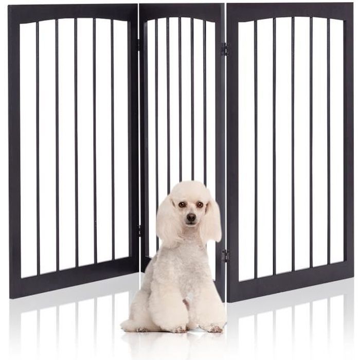 GIANTEX Barrière de Sécurité Extensible en Bois pour Animaux et Enfants avec 4 Panneaux avec Structure Solide160x1,2x76cm, Marron