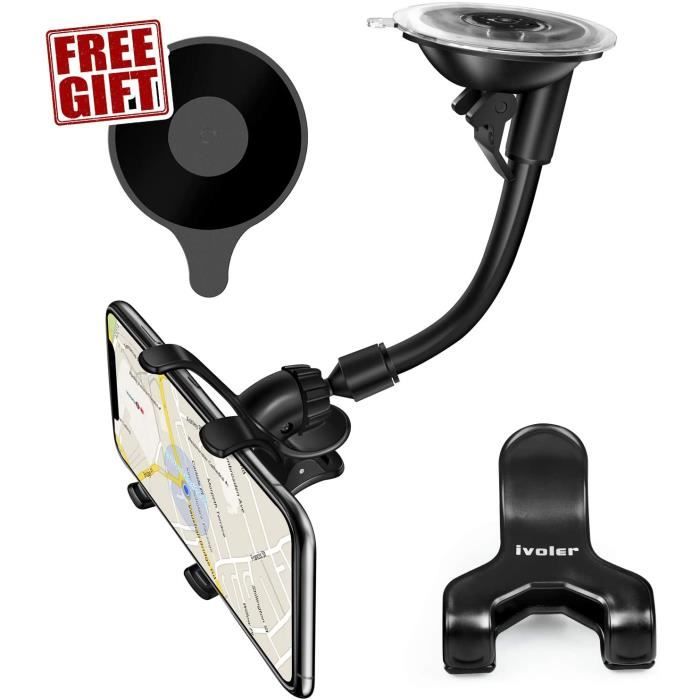 360°Support de Téléphone Support Voiture Universal Ventouse Long Bras Support Pare-Brise Holder Smartphone iPhone, Samsung,NK