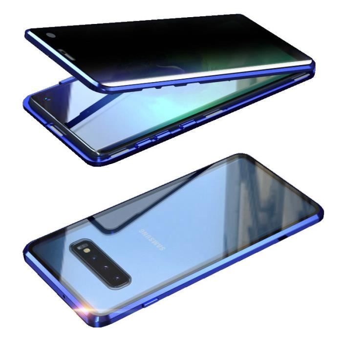 Coque Samsung Galaxy S10, Double face Verre trempé avec Protection confidentialité,Technologie d'adsorption Magnétique Métal Housse