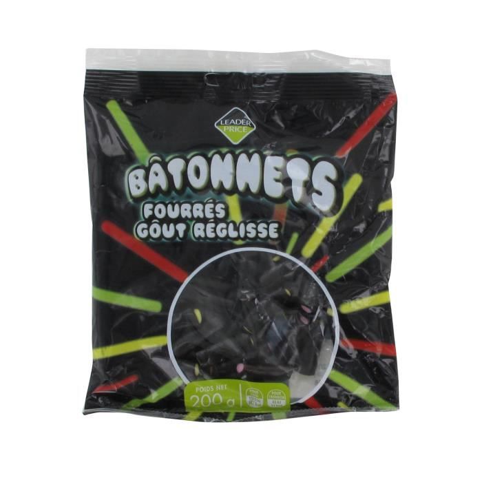 Bâtonnets fourrés goût réglisse Leader Price - 200g