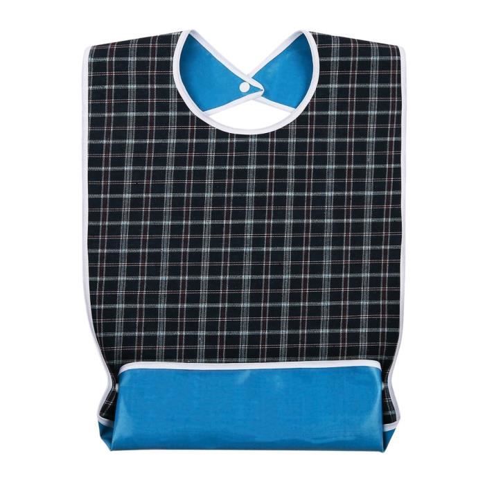 Bavoirs Imperméables Adultes Pour Manger Tablier Lavable Protecteur De Vêtements Réutilisables, Bleu Foncé, 78*44Cm