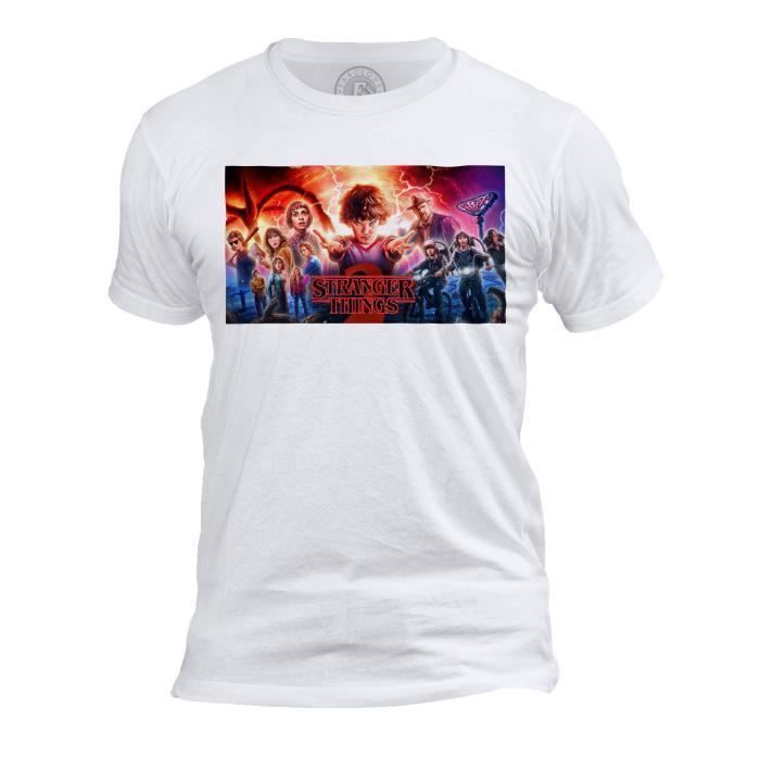 T-shirt Homme Col Rond Stranger Things Saison 2 Serie 80's Fantastique