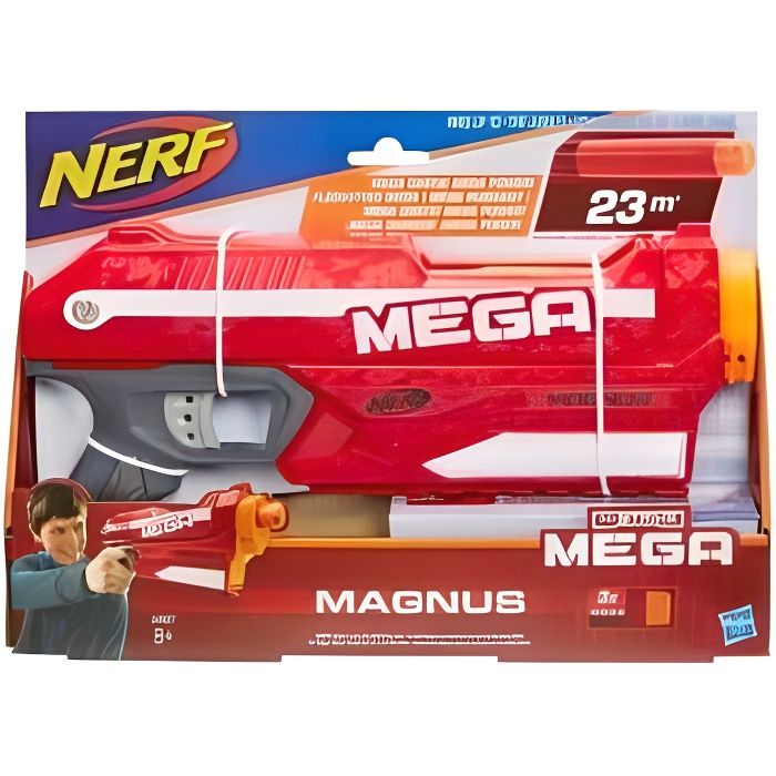 Jeu Plein Air Pistolet N-Strike Rouge Mega Magnus : Nerf - Jouet Enfant