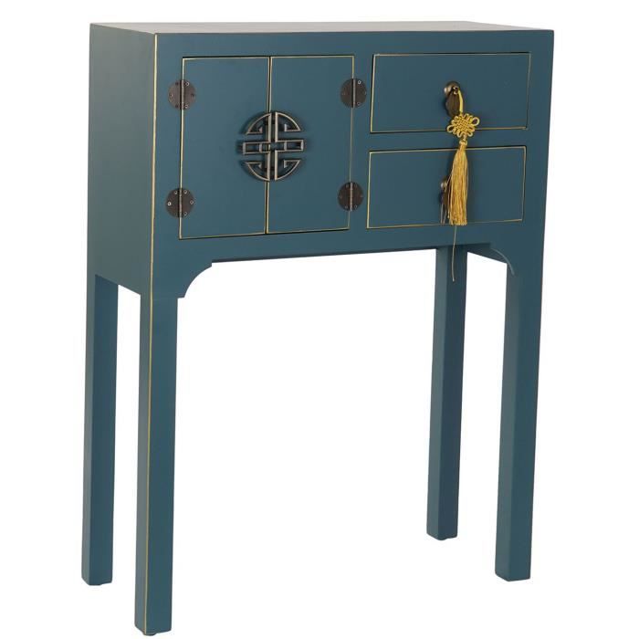 Console Table console en bois de sapin et MDF coloris bleu pétrole - Longueur 63 x Profondeur 26 x Hauteur 83 cm