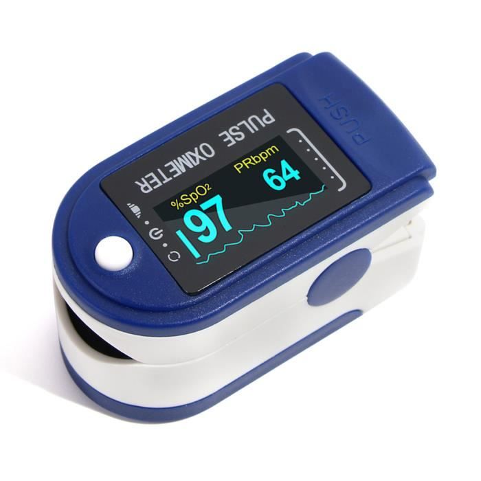 Oxymètre de Pouls Doigt,Oximeter Pulse Portable, Saturation d'Oxygène pour Sang Remise en Forme Sports extrêmes - BLEU