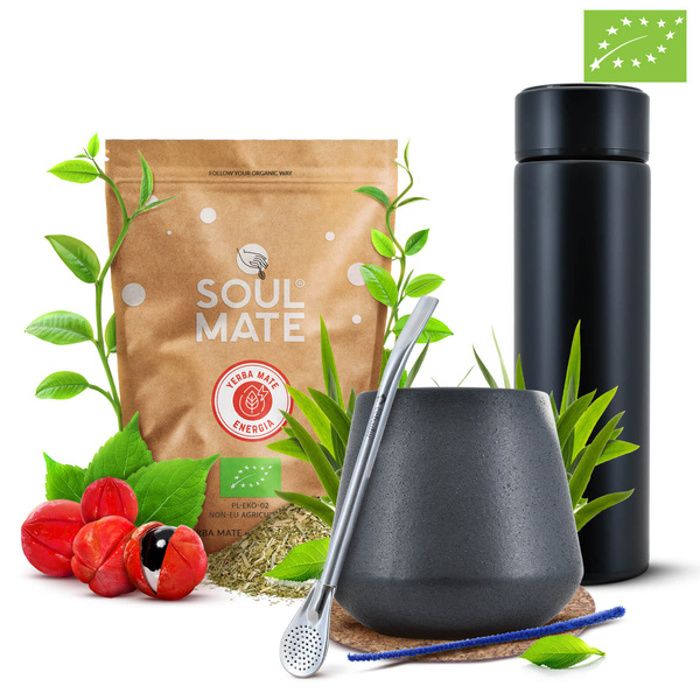 Yerba Mate Bio Kit Soul Mate Guarana 500g Calebasse300 ml Thermos Led 480ml