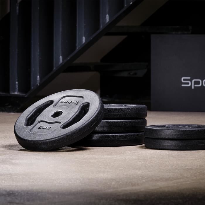 Lot de Poids - SportPlus, Revêtement anti Rayures - Remplies de Béton, 25Kg