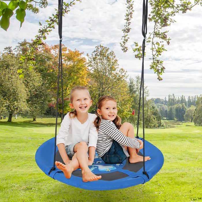 Balançoire nid d'oiseau rond 80 cm à suspendre panier enfant adulte jardin extérieur 100 kg, jaune, Relaxdays | Leroy Merlin