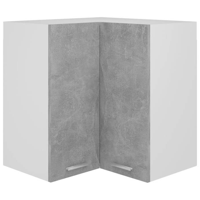 unique armoire d'angle suspendue,commode meuble haut de cuisine gris béton 57x57x60 cm aggloméré 73635