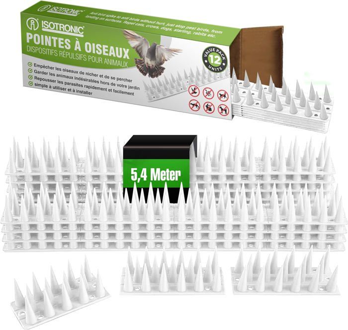 Pics Anti-pigeons En Acier Inoxydable - Kit 3m (12 Bandes) - Protection Pour Balcon, Toit, Gouttière - Écologique