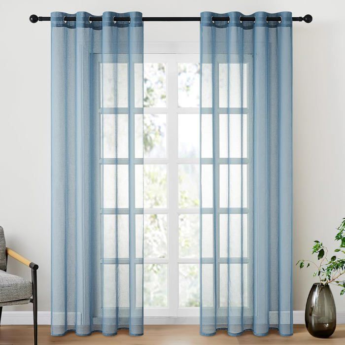 Demi Rideau Court Voilage En Coton 60x85cm - Décoration Fenêtre Cuisine Salon Chambre Style Campagnard