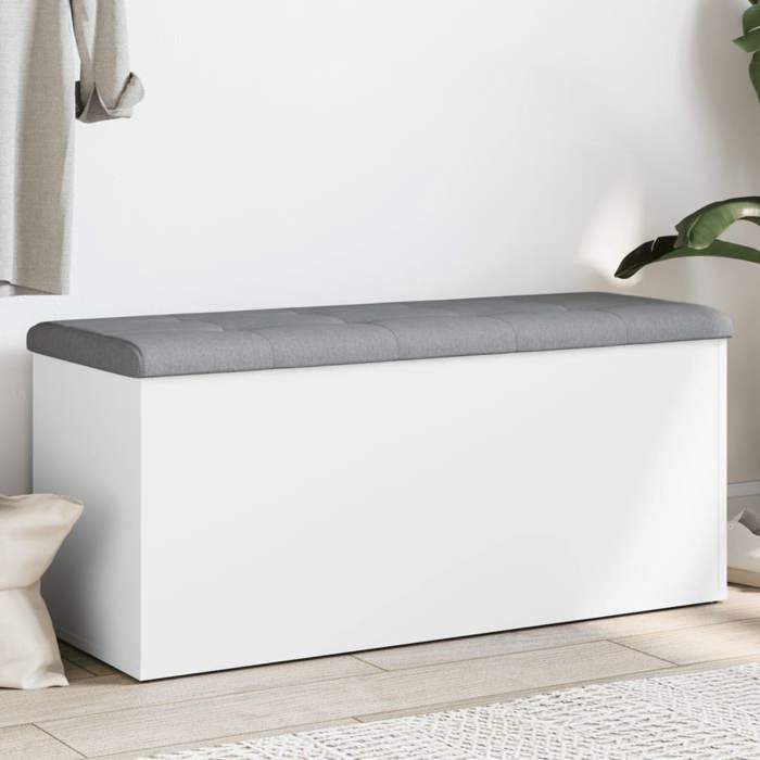 NEW*Banc de rangementCoffre de Rangement blanc 102x42x45 cm bois dingénierie CHY132075