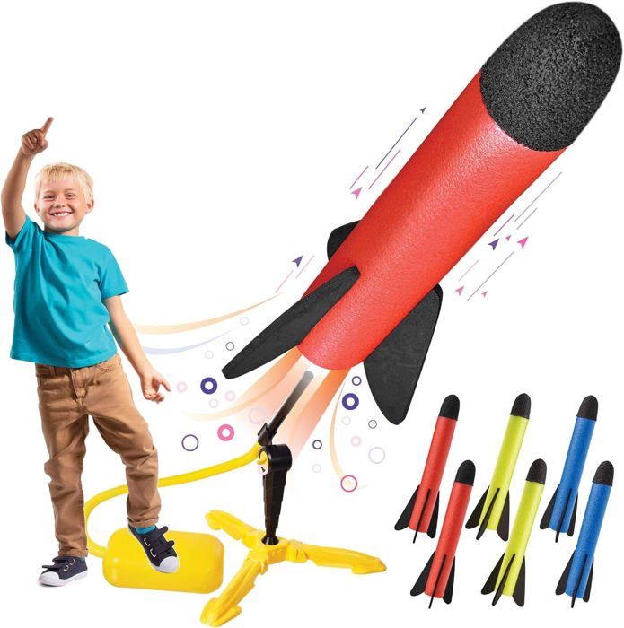 Meilleurs prix pour Lance-roquettes jouet pour enfants, tire à 100 pieds avec 8 fusées en mousse, jeu extérieur amusant pour enfants.