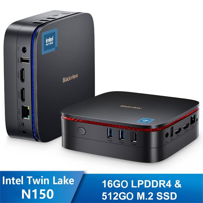 Mini PC – Blackview – MP60 – Intel Twin Lake N150 – 16 Go RAM – 512 Go SSD – Wifi 6 – 4K UHD