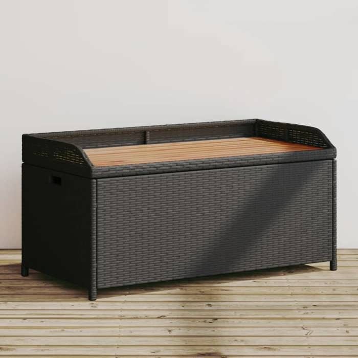 vidaXL Banc de Rangement Coffre à Jouets Meuble de Rangement Organisateur de Jardin Terrasse Patio Noir Résine Tressée 365949