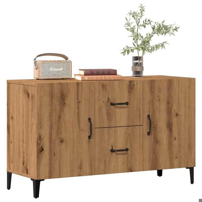 SALE 2025Meuble bas bahut vaisselier - Buffet chêne artisanal 100x36x60 cm - bois dingénierie 27 8 Kg 6978
