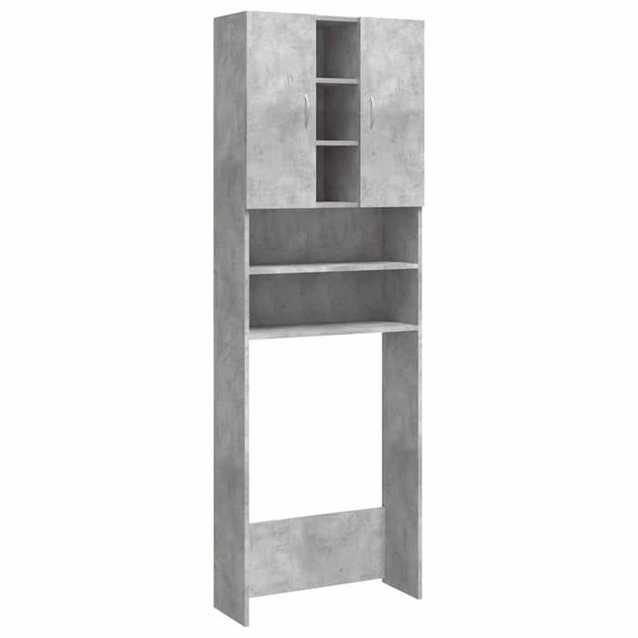 CLARENCE® Armoire pour machine à laver salle de bain - Meuble WC - Gris béton 64x255x190 cm LL0028