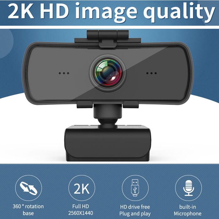 Webcam Mini Webcam 2K Full Hd Webcam Microphone Intégré Usb Plug Webcam