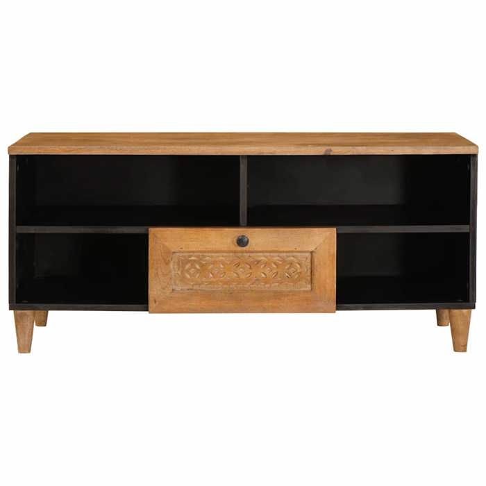 Meuble TV en bois dingénierie - vidaXL - 105x33x46 cm - Marron clair - Avec tiroir - 4 étagères - Usage intérieur