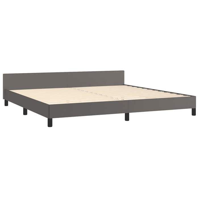 Lit Blanc Sommier à lattes - HELLO2026 - Cadre de lit avec tête de lit - sans matelas - gris 200x200 cm FR_1205693