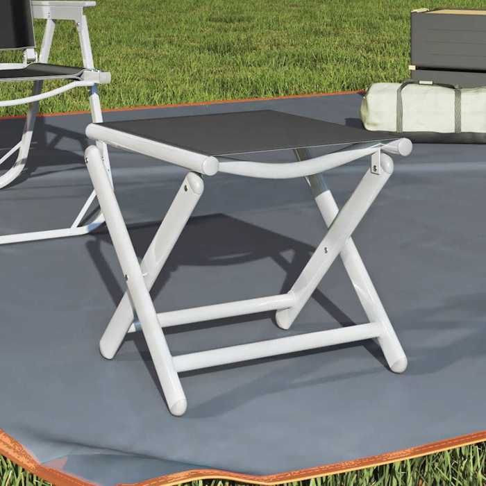 Repose-pied pliable - vidaXL - Noir et argenté - Aluminium et textilène - 43 5x44x40 5 cm - Pliable - 110 kg max