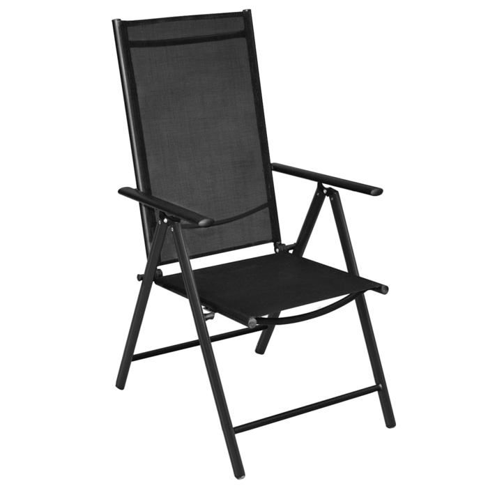 Noir Meuble dextérieur - ZENCORE® Chaises pliables de jardin - lot de 4 Aluminium et textilène Noir - 54x73x107cm 1