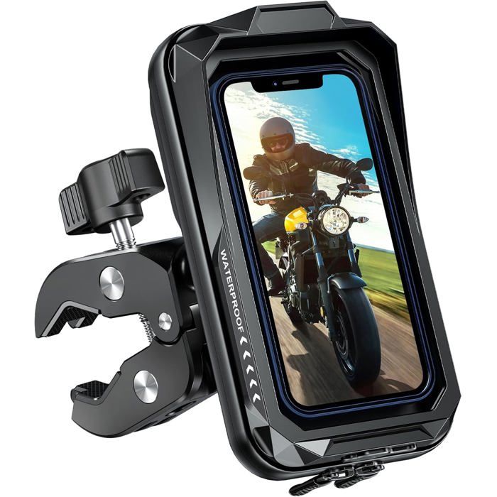 Support téléphone moto BTNEEU Noir C - Étanche IPX6 Rotation 360° anti-vibration écran tactile