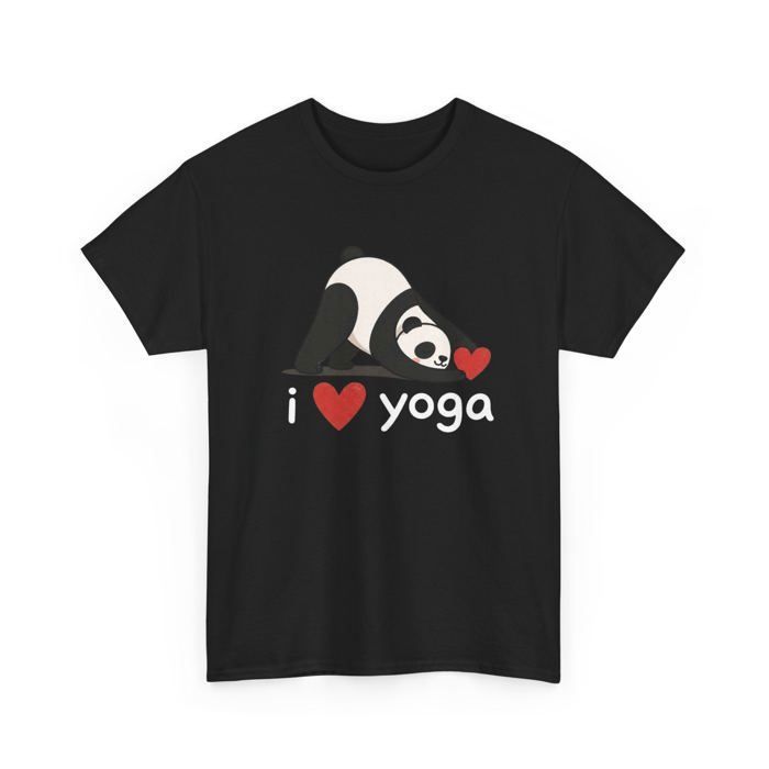 T-Shirt Yoga Panda Homme Femme – I Love Yoga – Tee Shirt Panda Kawaii Méditation Relaxation: Black / S