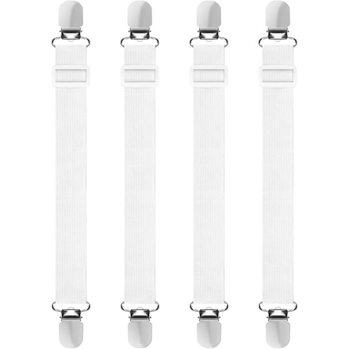4 Tendeur Draps Régble Sangle Drap Housse Éstique pour Drap Lit Canapé Housse de Repassage(30cm à 130cm) 4 Pcs