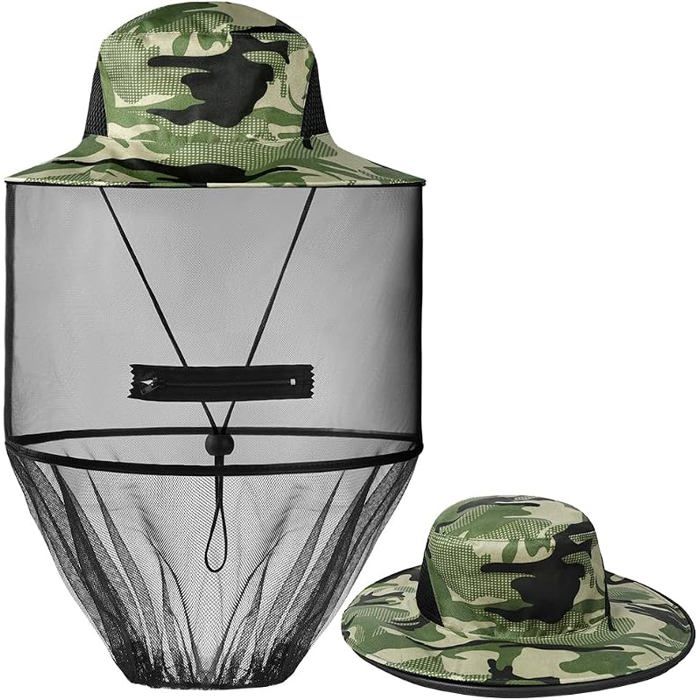 Chapeau de Soleil Moustique Chapeau de Pêche Anti Moustique Protection Soire Camoufge Unisex Taille 8 5 cm x 17 cm C