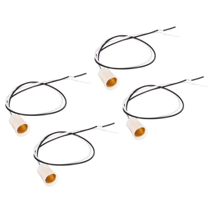 E12 Luminaire Prise avec 118 Fil Plombique Blanc 4Pcs
